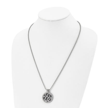 Titanium Polished Black Enamel With 1/20Ct. Diamond 24In Necklace