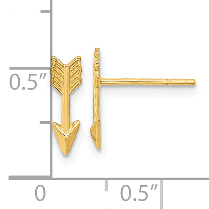 14K Yellow Gold Polished Arrow Post Earrings