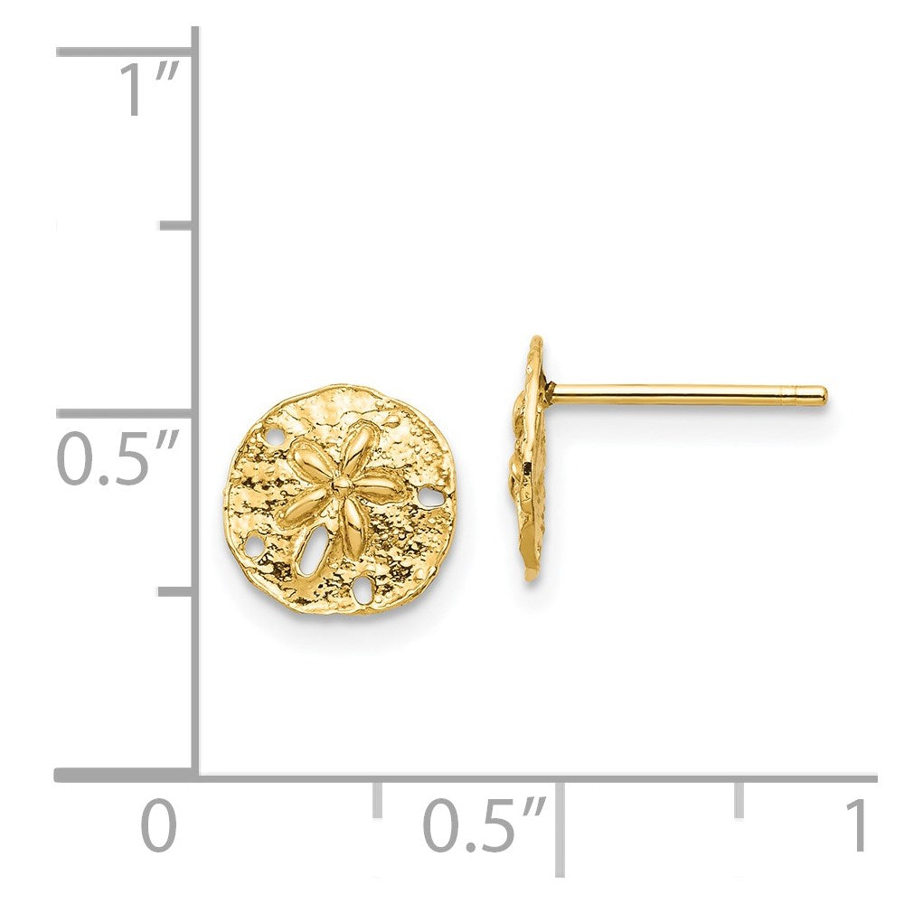 14K Yellow Gold Sand Dollar Post Earrings