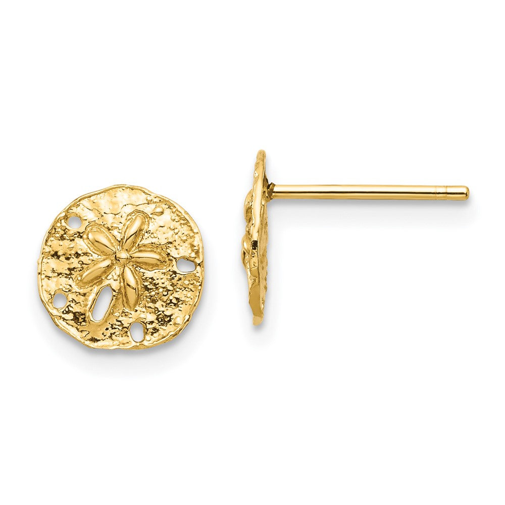 14K Yellow Gold Sand Dollar Post Earrings