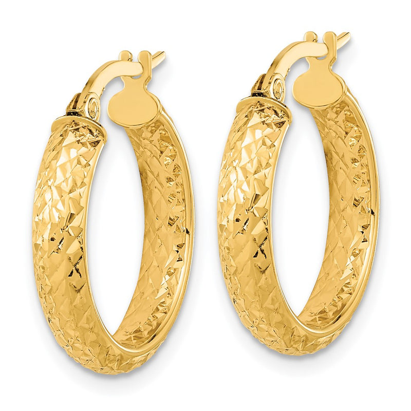 14K Yellow Gold Polished And Diamond-Cut Inside Out Fancy Hoop Earrings