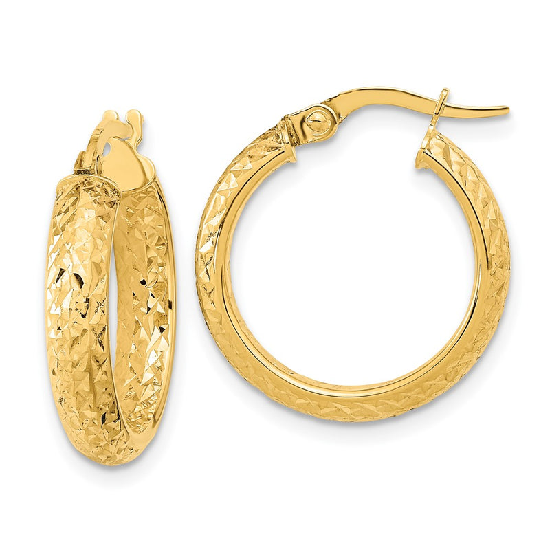 14K Yellow Gold Polished And Diamond-Cut Inside Out Fancy Hoop Earrings