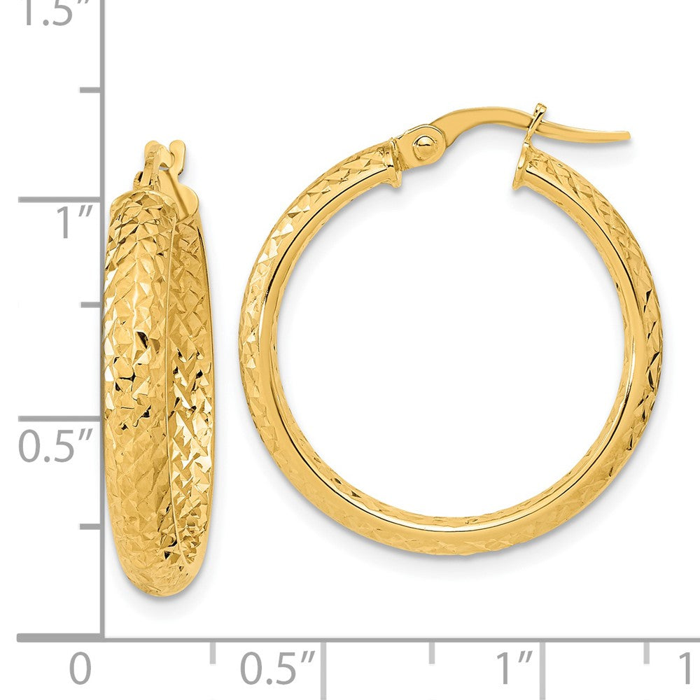 14K Yellow Gold Polished And Diamond-Cut Inside Out Fancy Hoop Earrings