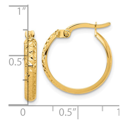14K Yellow Gold Polished and Diamond-Cut Hoop Earrings