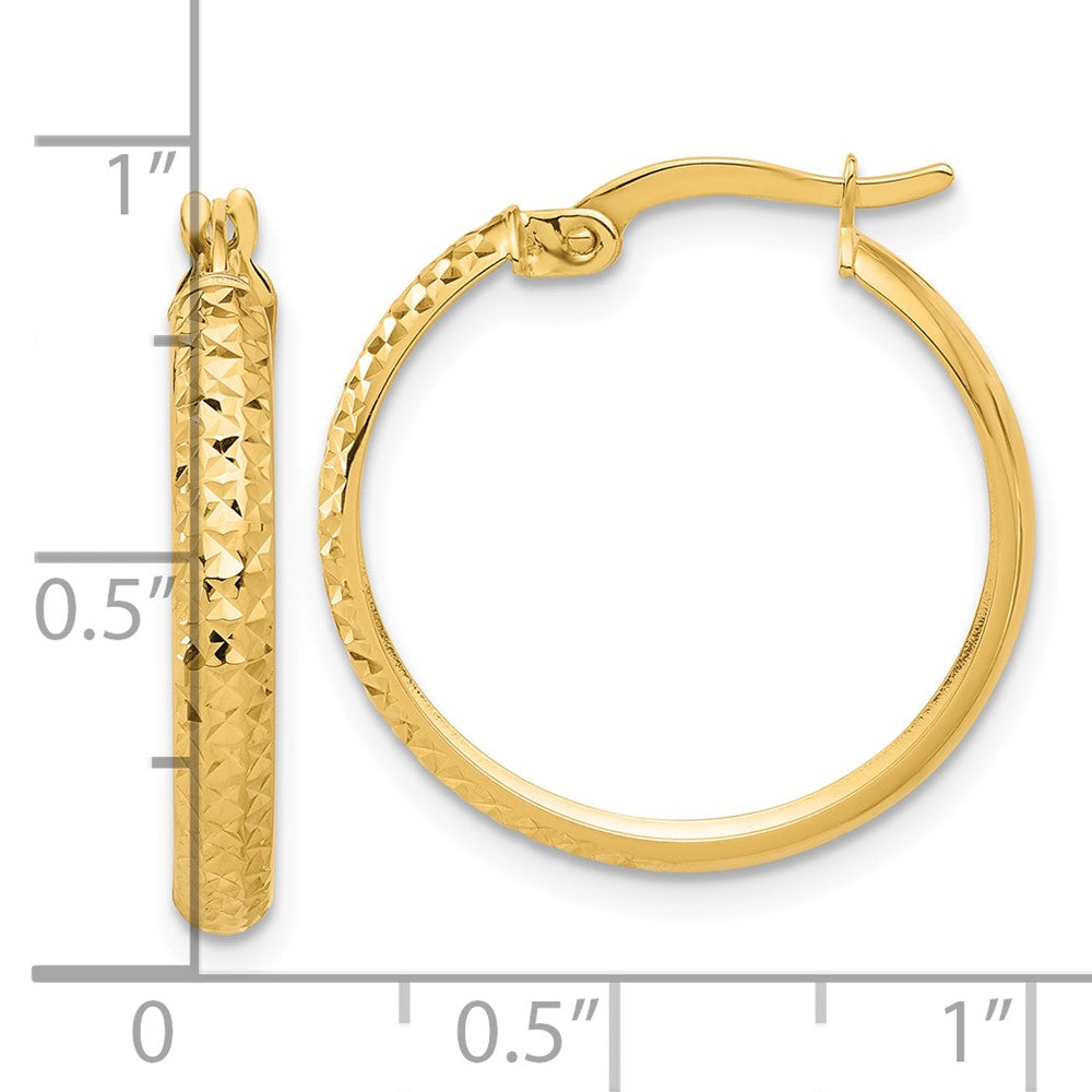 14K Yellow Gold Polished and Diamond-Cut Hoop Earrings