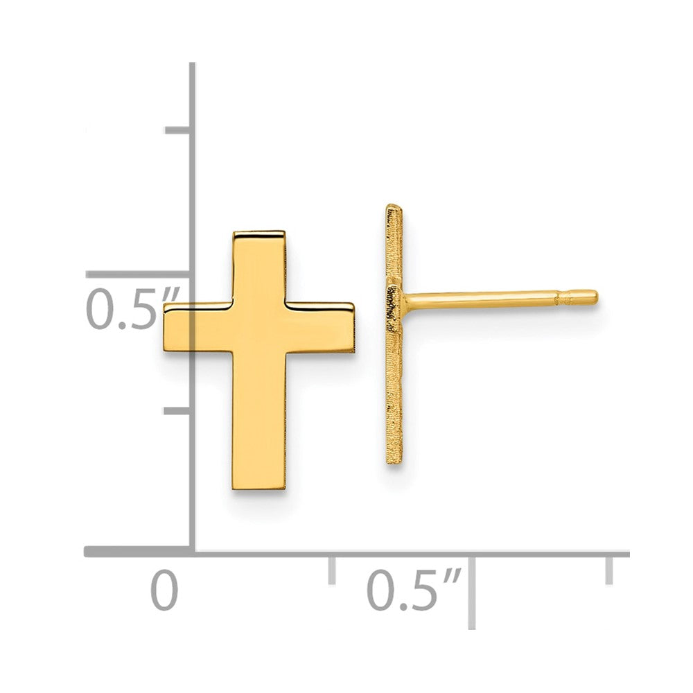14K Yellow Gold Polished Cross Earrings