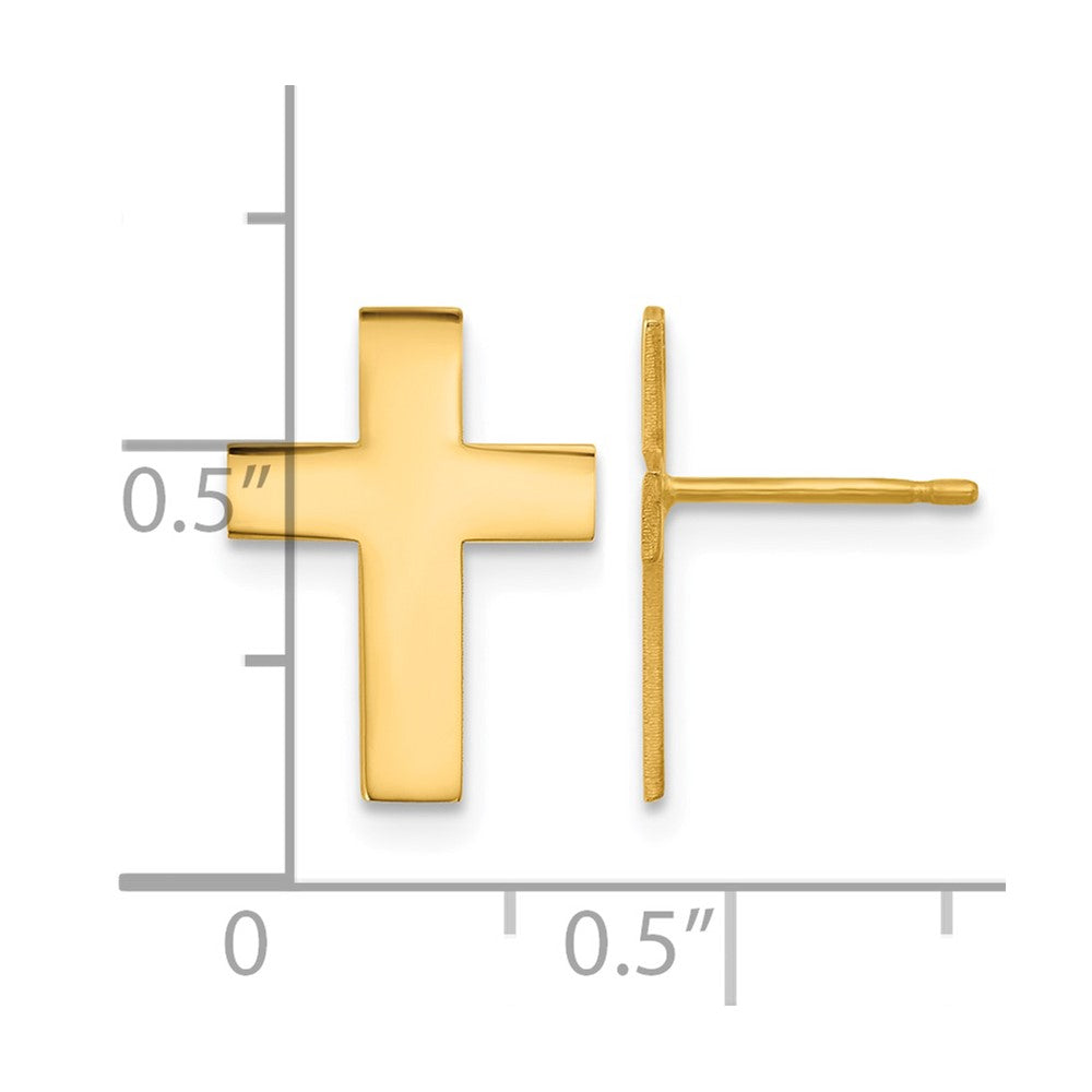 14K Yellow Gold Polished Cross Earrings