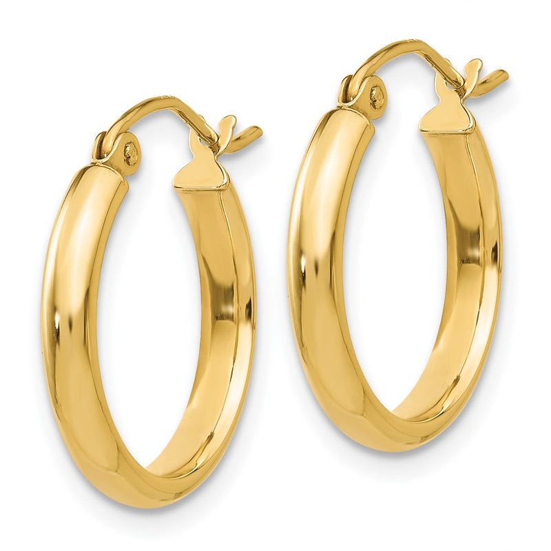 14K Yellow Gold Round Tube Hoop Earrings