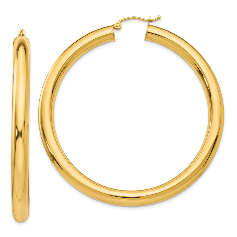 14K Yellow Gold Polished 5mm Lightweight Hoop Earrings