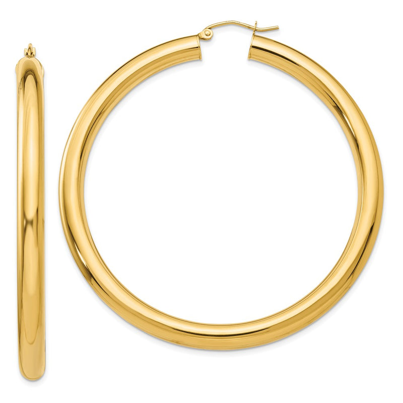 14K Yellow Gold Polished 5mm Lightweight Hoop Earrings