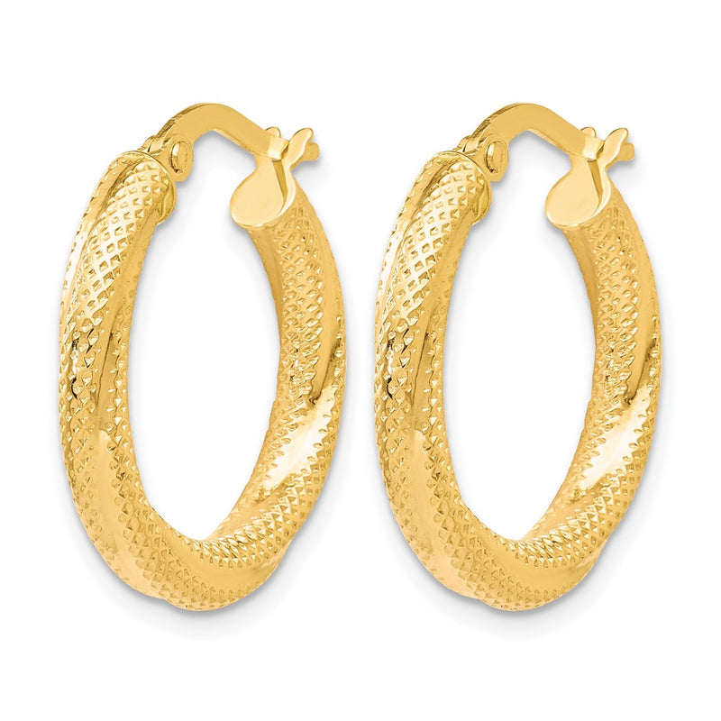10K Yellow Gold Textured Hinged Hoop Earrings