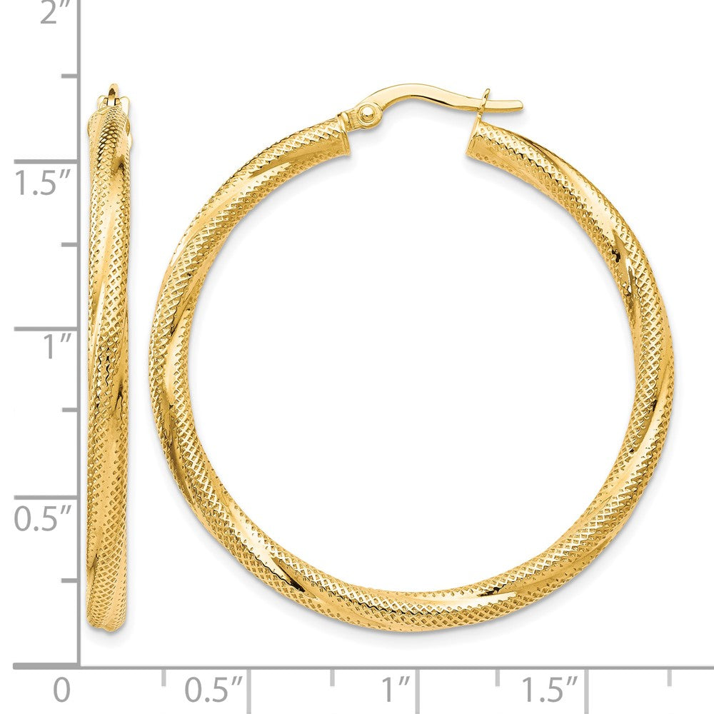 10K Yellow Gold Twisted Hinged Hoop Earrings