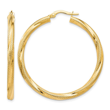 10K Yellow Gold Twisted Hinged Hoop Earrings