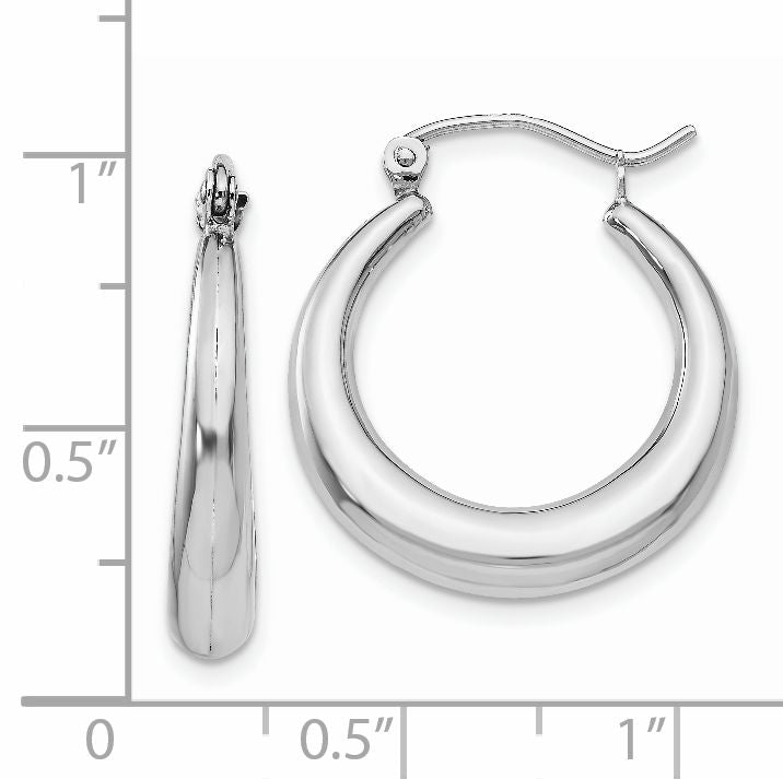14K White Gold Polished Hoop Earrings