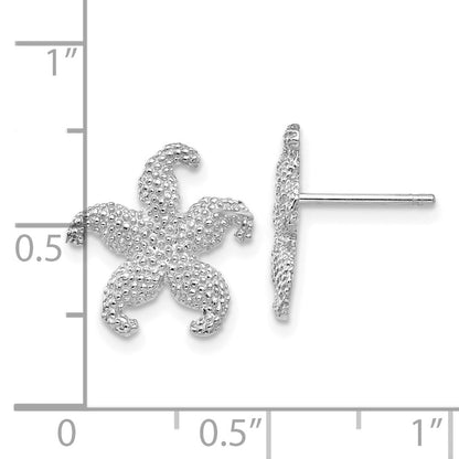14K White Gold Starfish Post Earrings