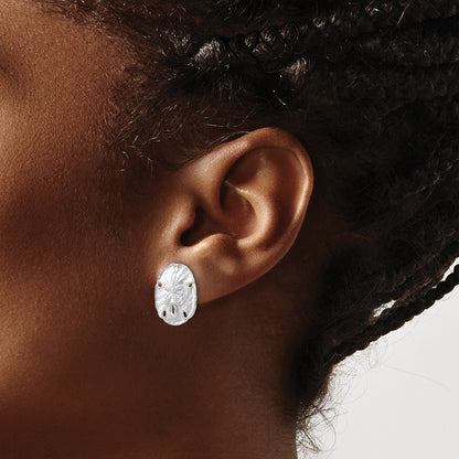 14K White Gold Large Sanddollar Post Earrings