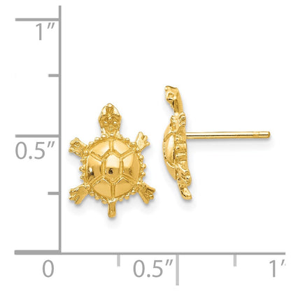 14K Yellow Gold Turtle Post Earrings