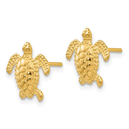 14K Yellow Gold Sea Turtle Post Earring