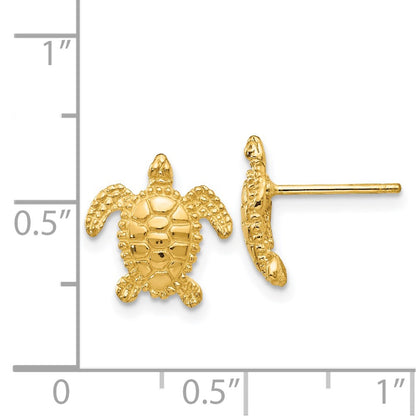 14K Yellow Gold Sea Turtle Post Earring