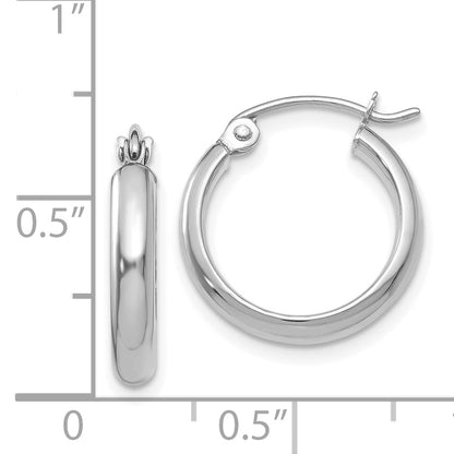14K White Gold Polished Hoop Earring