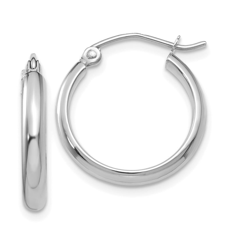 14K White Gold Polished Hoop Earring