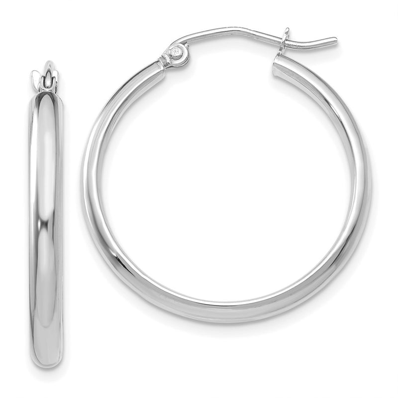 14K White Gold Polished Hoop Earring