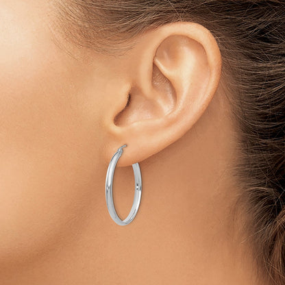 14K White Gold Polished Hoop Earring