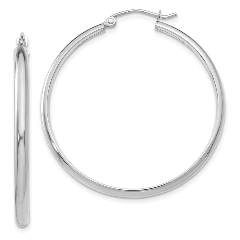 14K White Gold Polished Hoop Earring