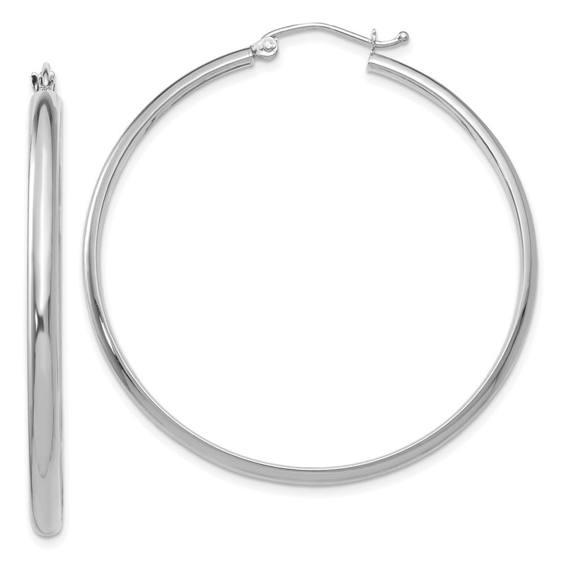 14K White Gold Polished Hoop Earring