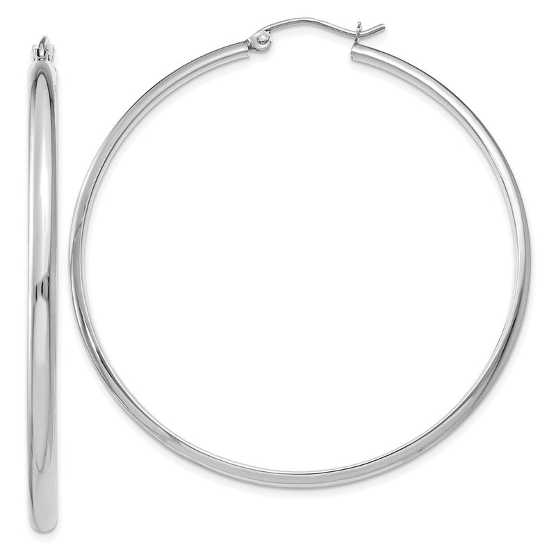14K White Gold Polished Hoop Earring