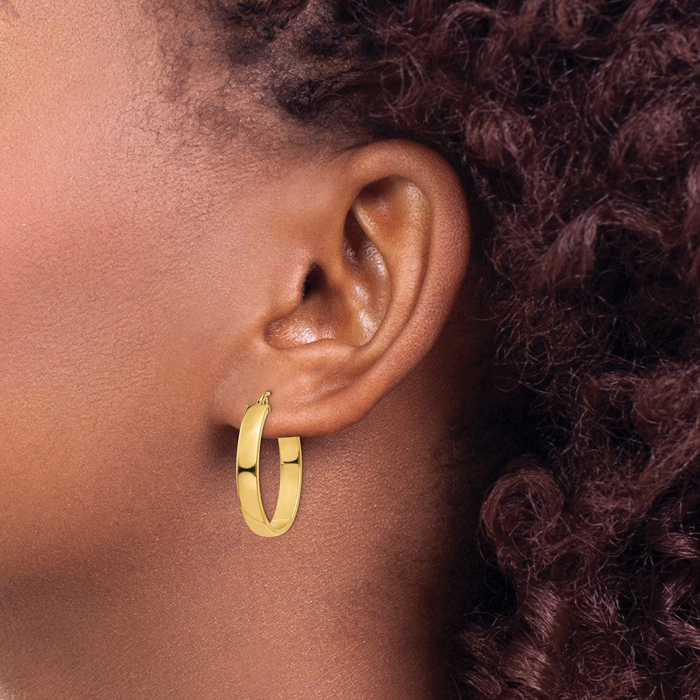 14K Yellow Gold Lightweight Oval Hoop Earrings