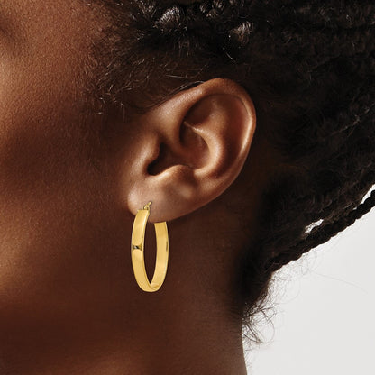 14K Yellow Gold Lightweight Oval Hoop Earrings