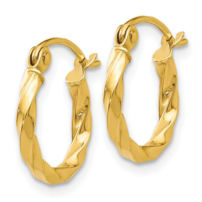 14K Yellow Gold Twist Polished Hoop Earring