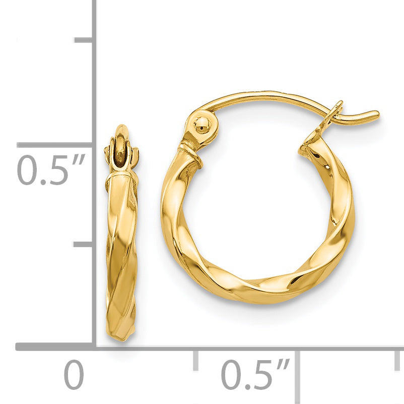 14K Yellow Gold Twist Polished Hoop Earring