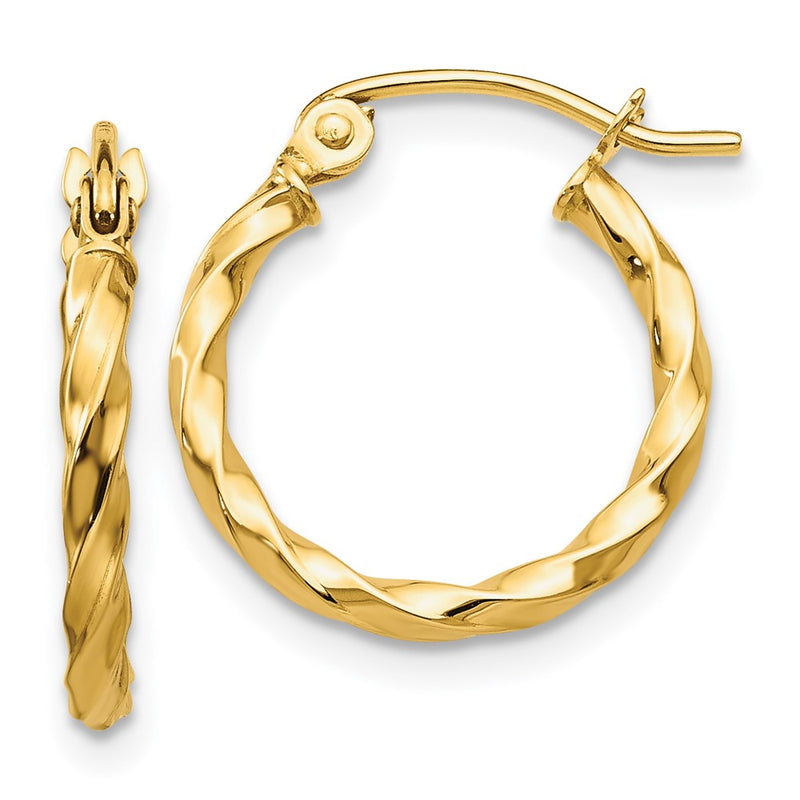 14K Yellow Gold Twist Polished Hoop Earring
