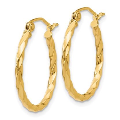 14K Yellow Gold Twist Polished Hoop Earring