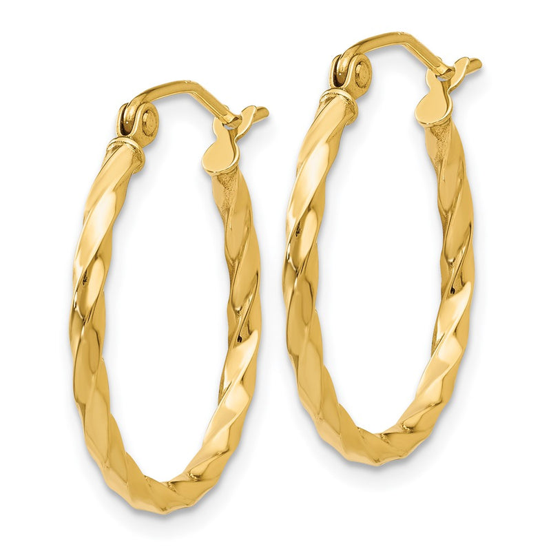 14K Yellow Gold Twist Polished Hoop Earring