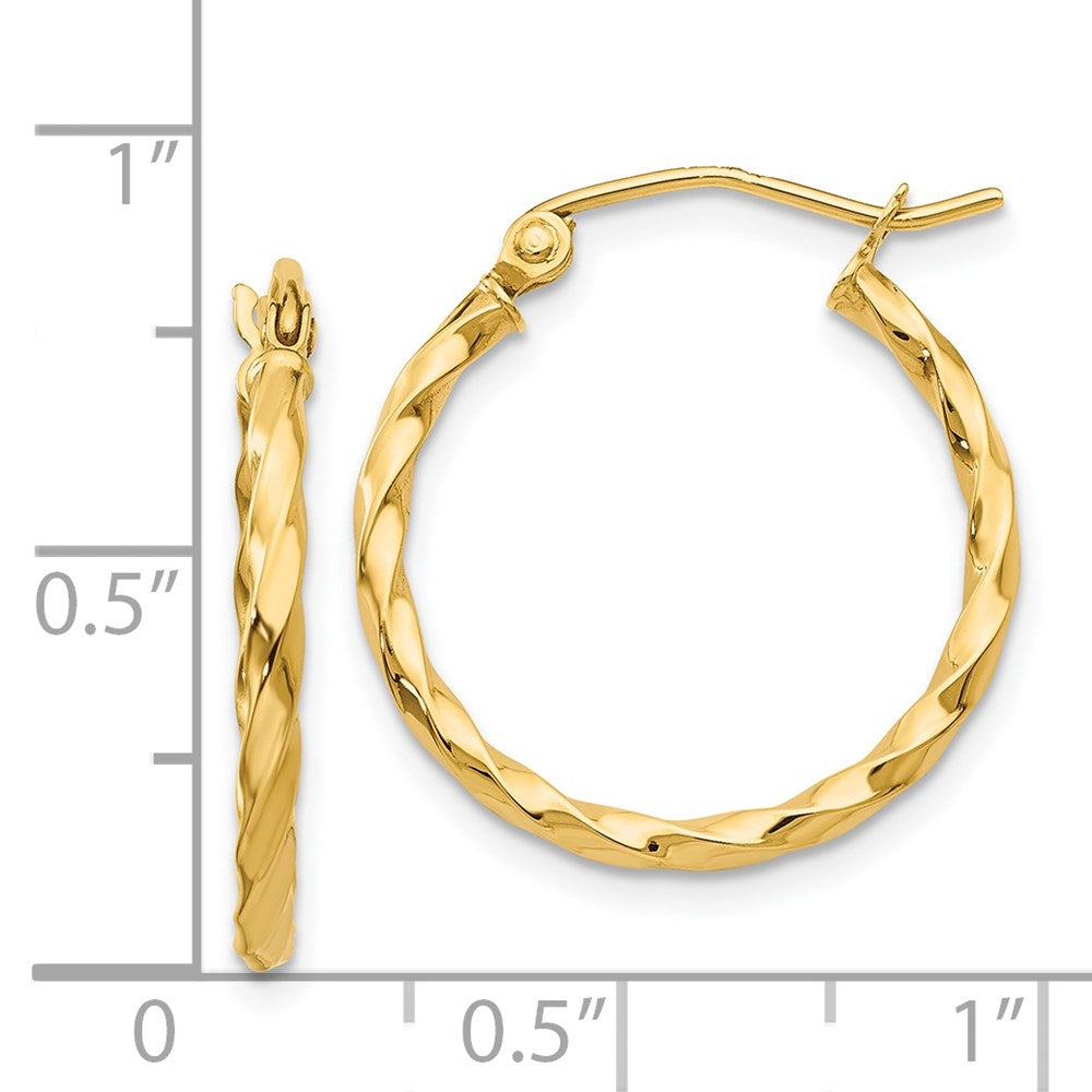 14K Yellow Gold Twist Polished Hoop Earring