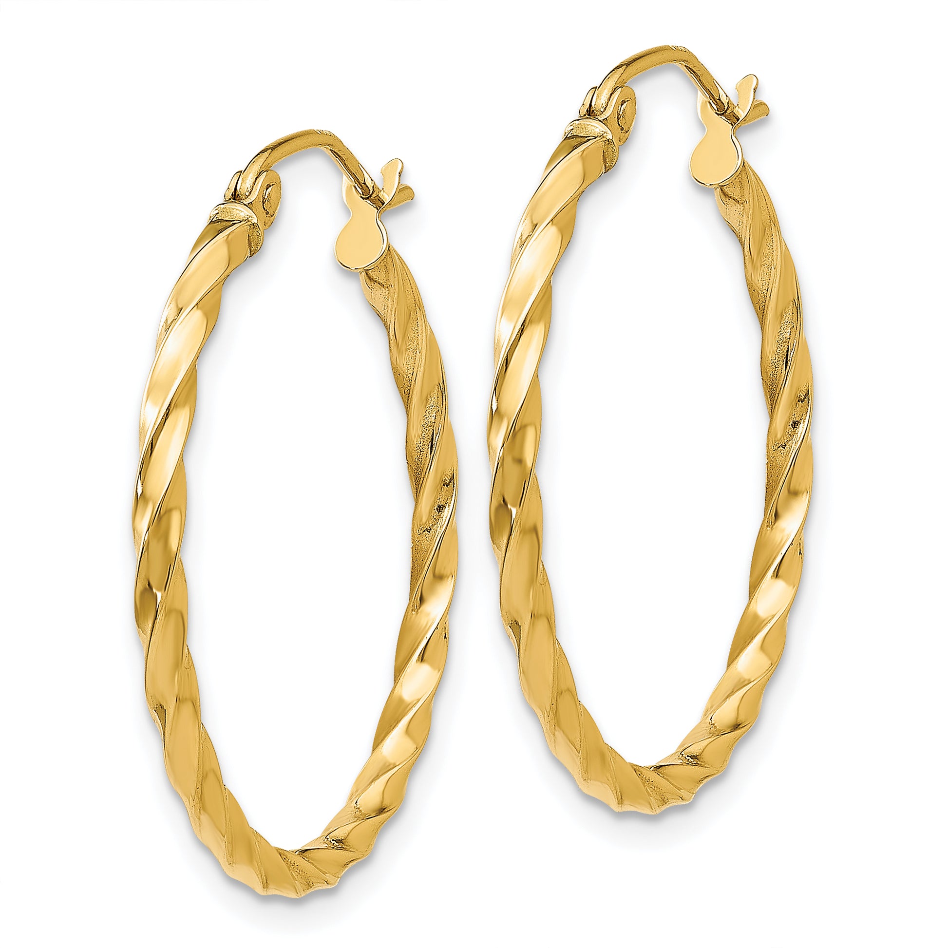 14K Yellow Gold Twist Polished Hoop Earring