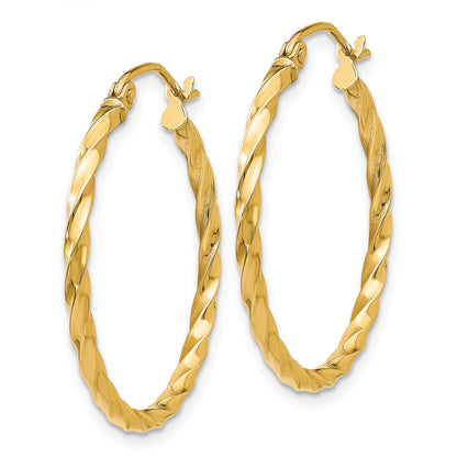 14K Yellow Gold Twist Polished Hoop Earring