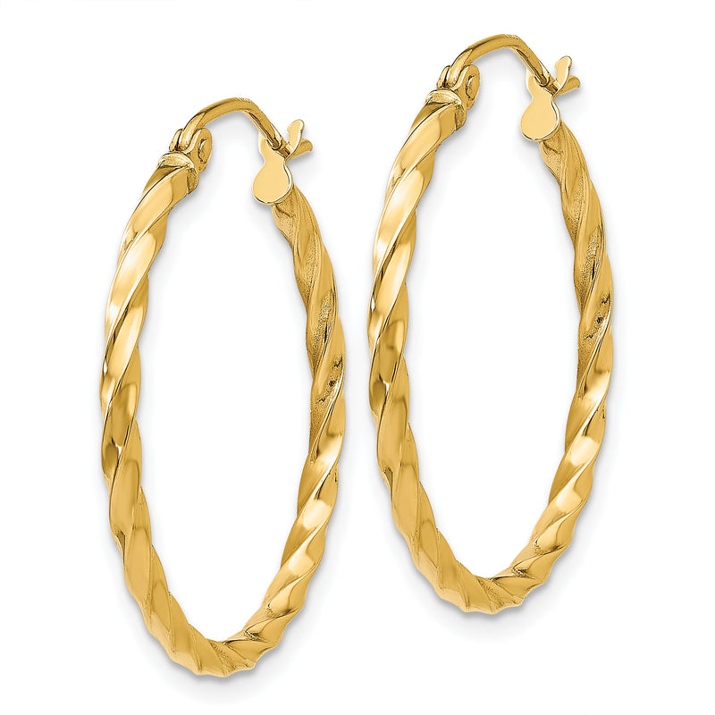 14K Yellow Gold Twist Polished Hoop Earring