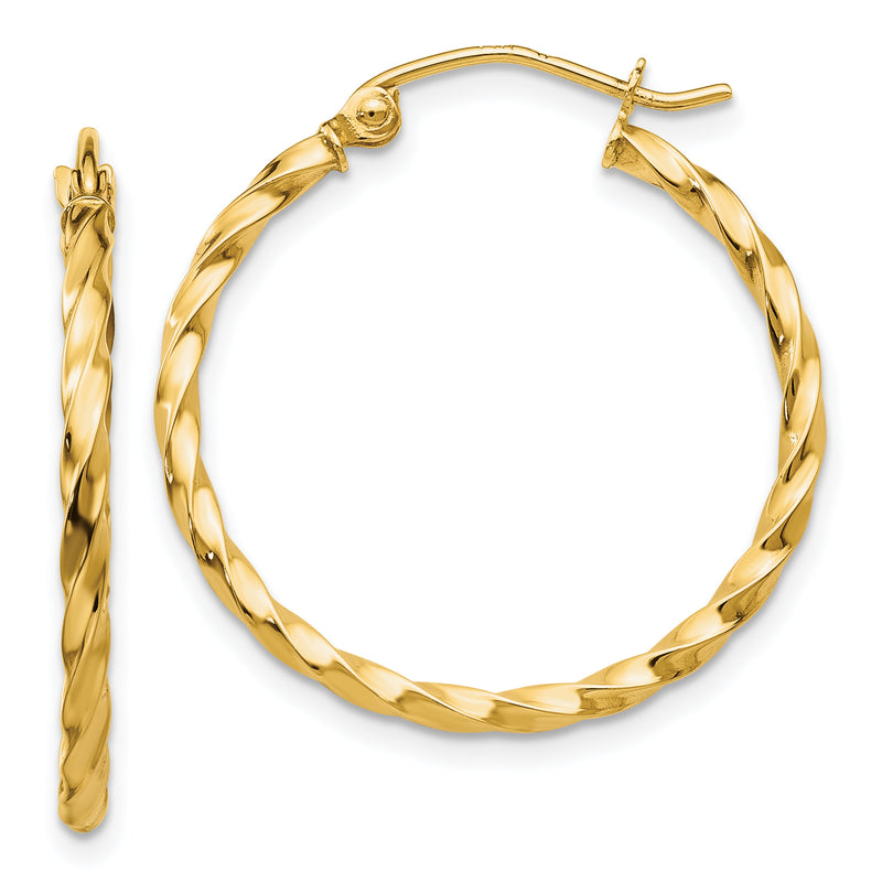 14K Yellow Gold Twist Polished Hoop Earring
