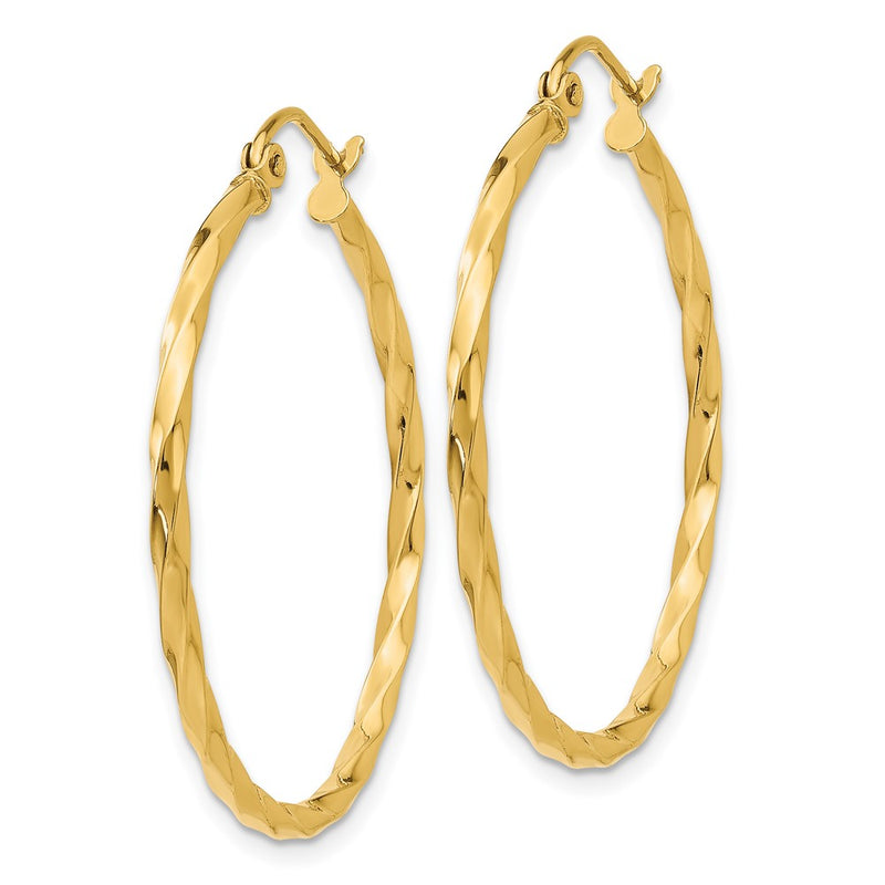 14K Yellow Gold Twist Polished Hoop Earring