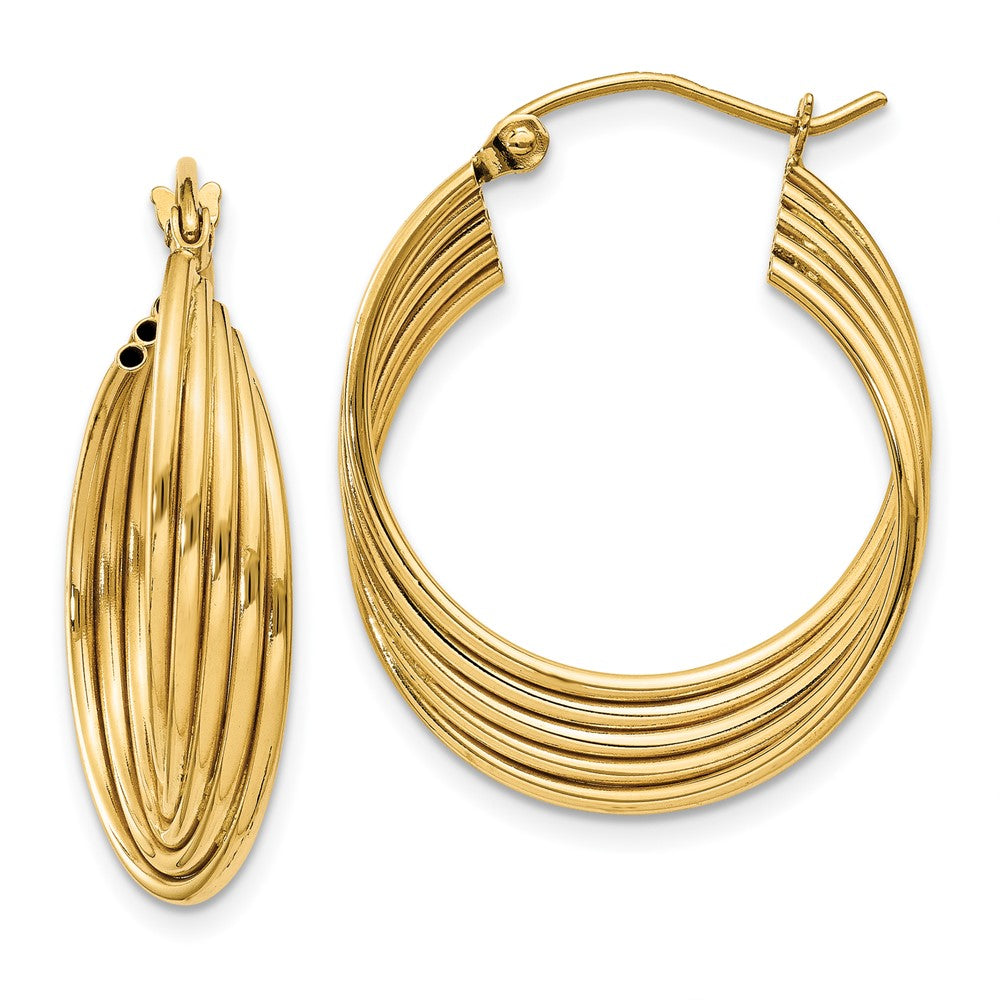 14K Yellow Gold Lightweight Fancy Hoop Earrings | Goldia.com