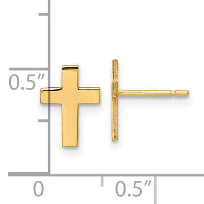 14K Yellow Gold Polished Cross Earrings
