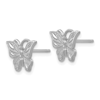 14K Yellow Gold White Gold Diamond-Cut Butterfly Earrings