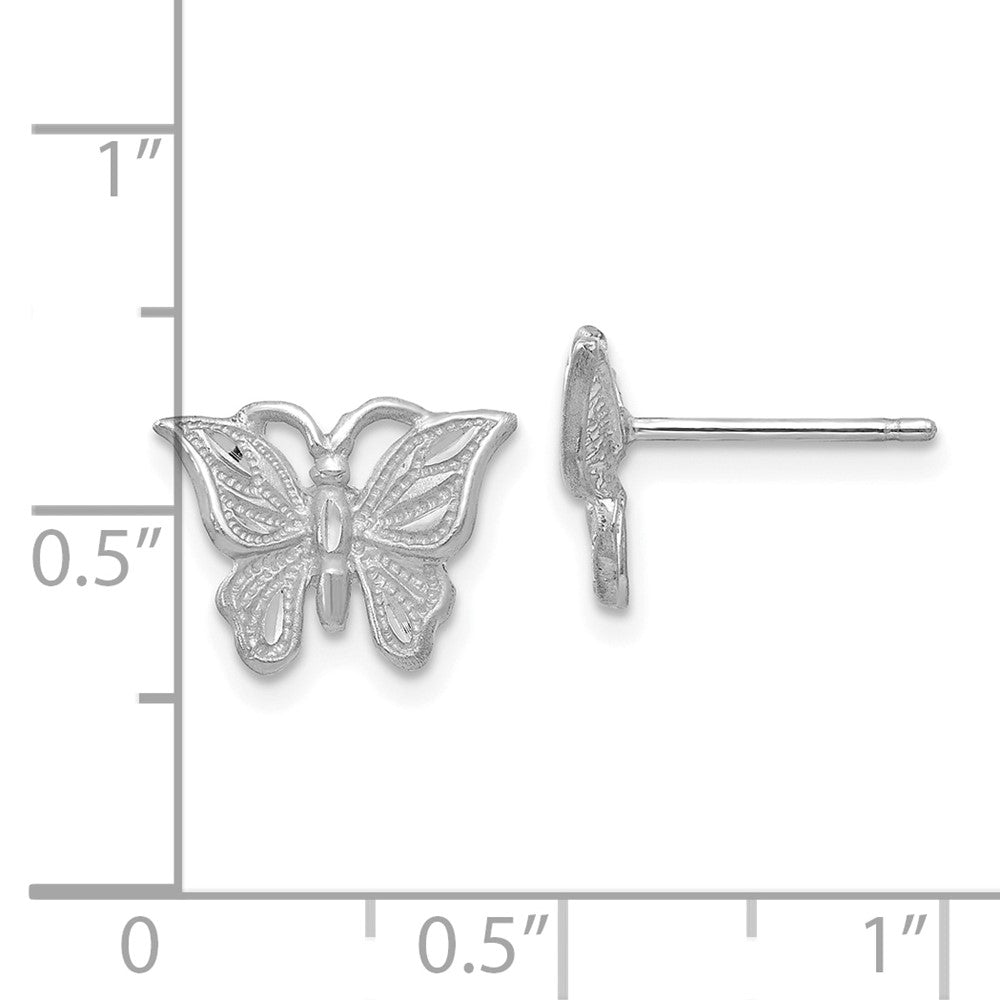 14K Yellow Gold White Gold Diamond-Cut Butterfly Earrings