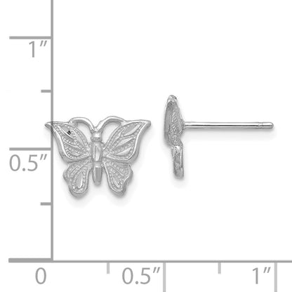 14K Yellow Gold White Gold Diamond-Cut Butterfly Earrings