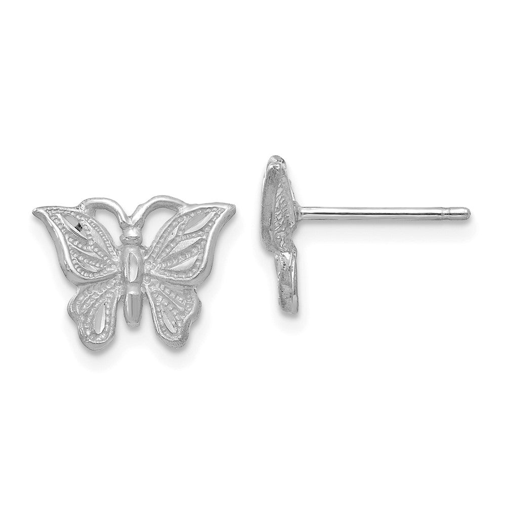 14K Yellow Gold White Gold Diamond-Cut Butterfly Earrings
