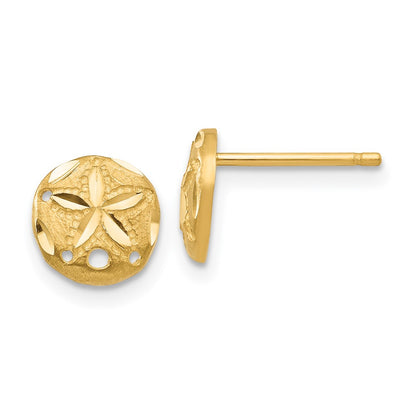 14K Yellow Gold Diamond-Cut Sand Dollar Earrings